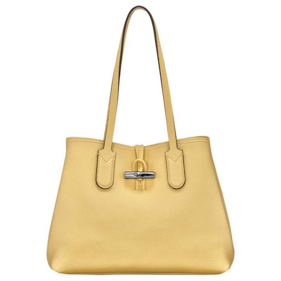 Clearance Longchamp Roseau Essential M Tote Bag Wheat Leather