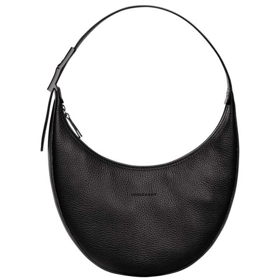 Clearance Longchamp Roseau Essential M Hobo Bag Black Leather