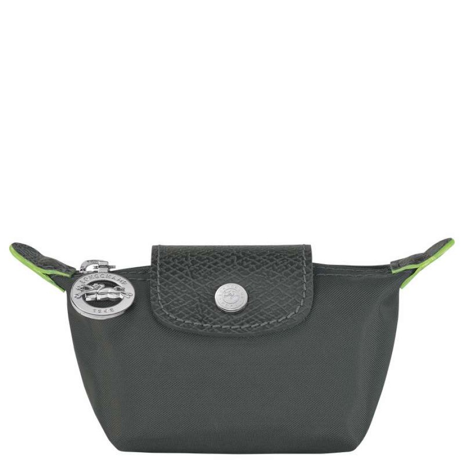 Online Longchamp Le Pliage Green Coin Purse Graphite Recycled Canvas