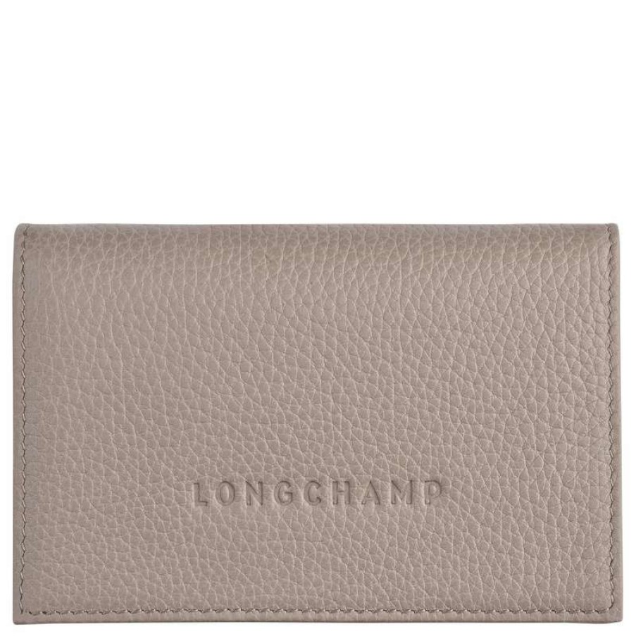 Clearance Longchamp Le Foulonne Card Holder Turtledove Leather