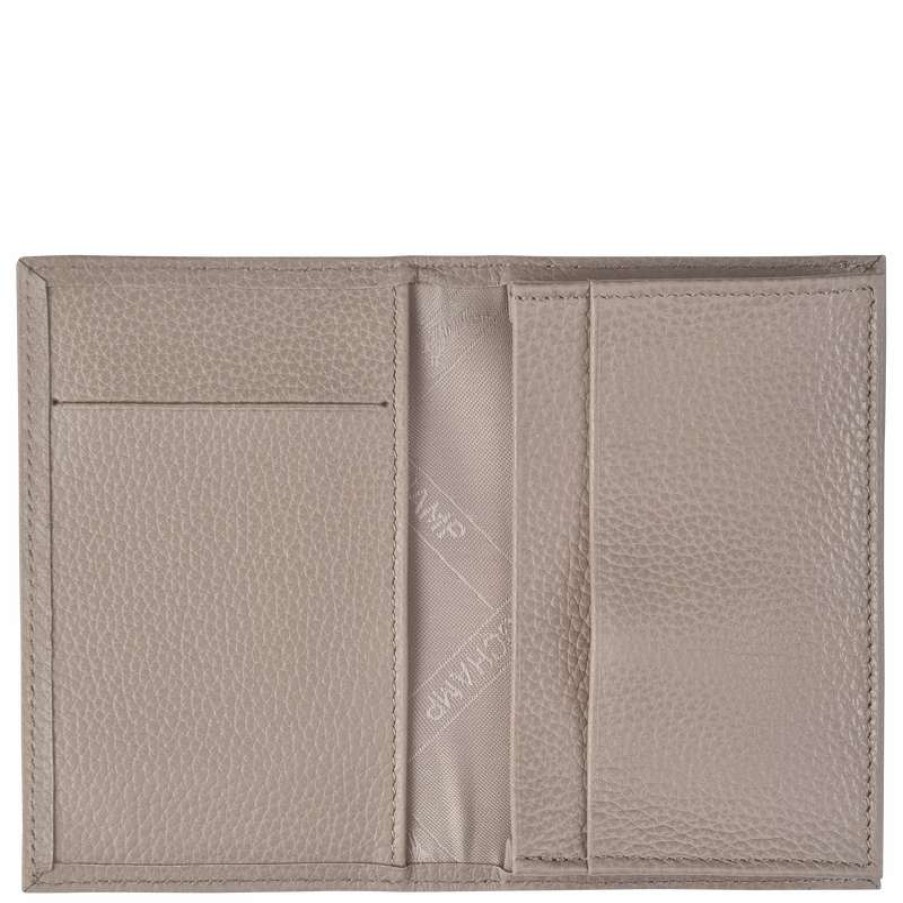 Clearance Longchamp Le Foulonne Card Holder Turtledove Leather