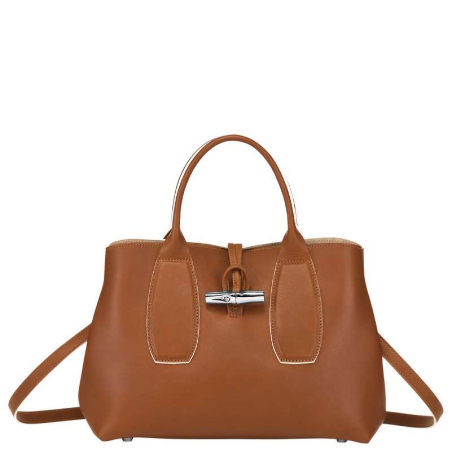 Online Longchamp Roseau M Handbag Cognac Leather