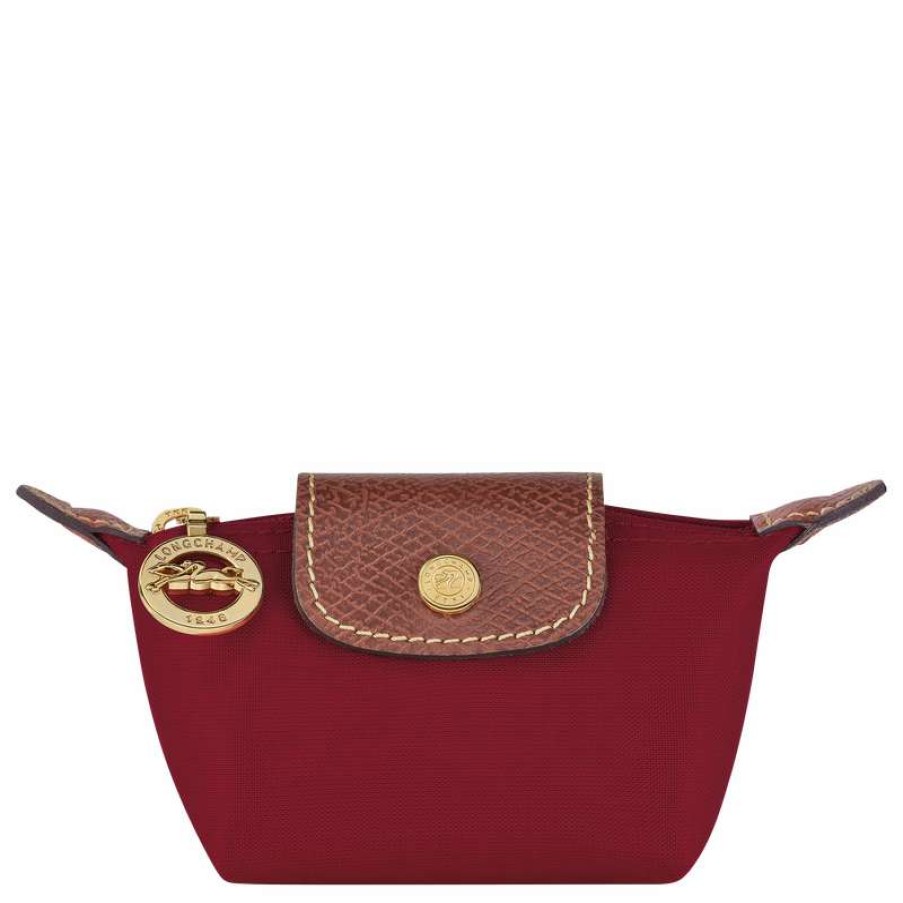 Clearance Longchamp Le Pliage Original Coin Purse Red Recycled Canvas