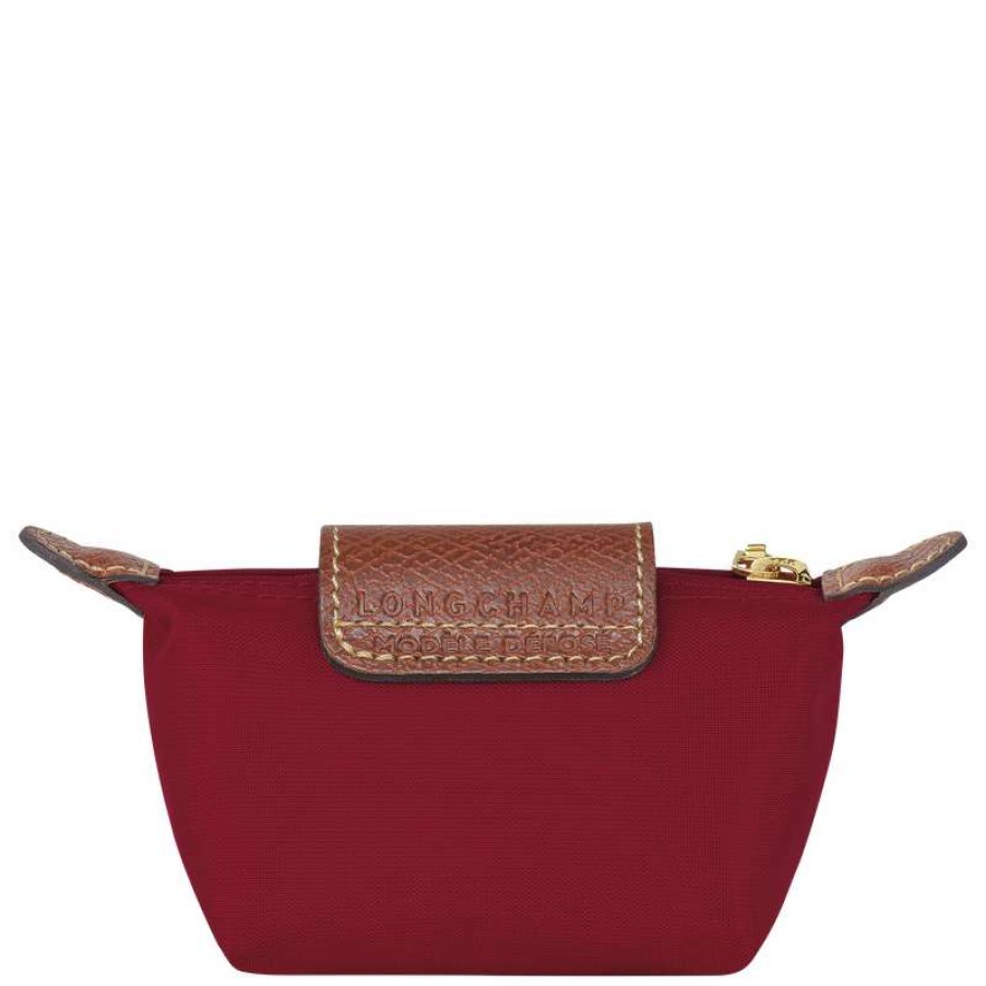 Clearance Longchamp Le Pliage Original Coin Purse Red Recycled Canvas