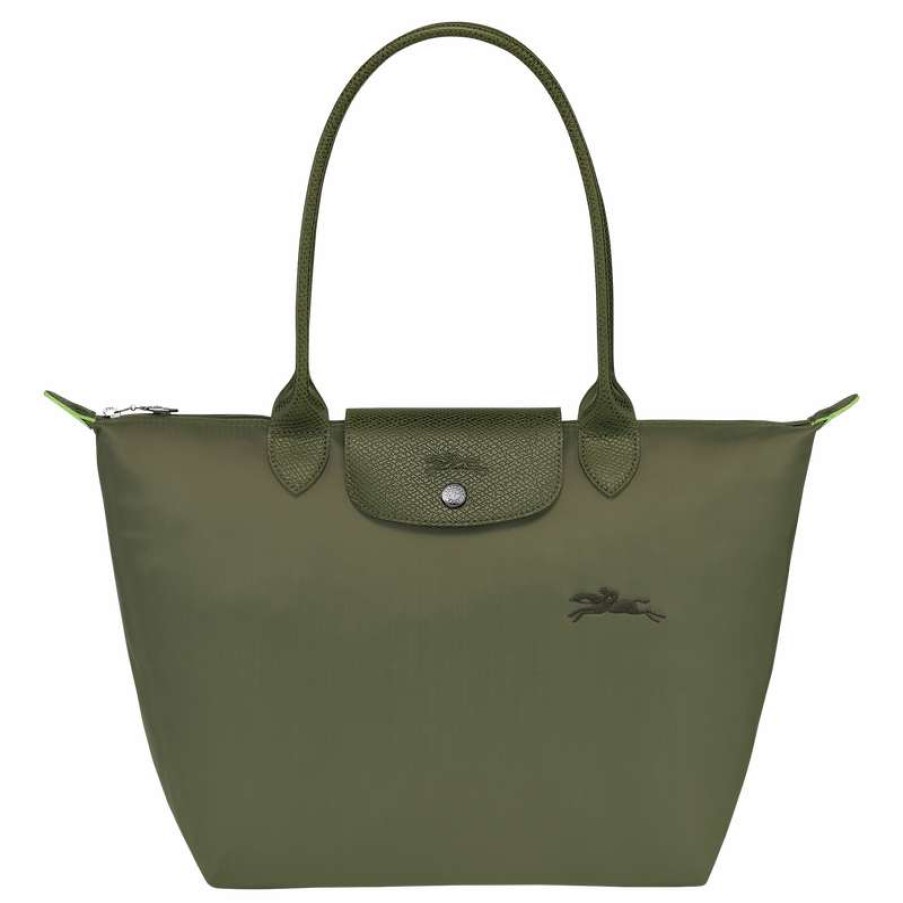 Hot Longchamp Le Pliage Green M Tote Bag Forest Recycled Canvas