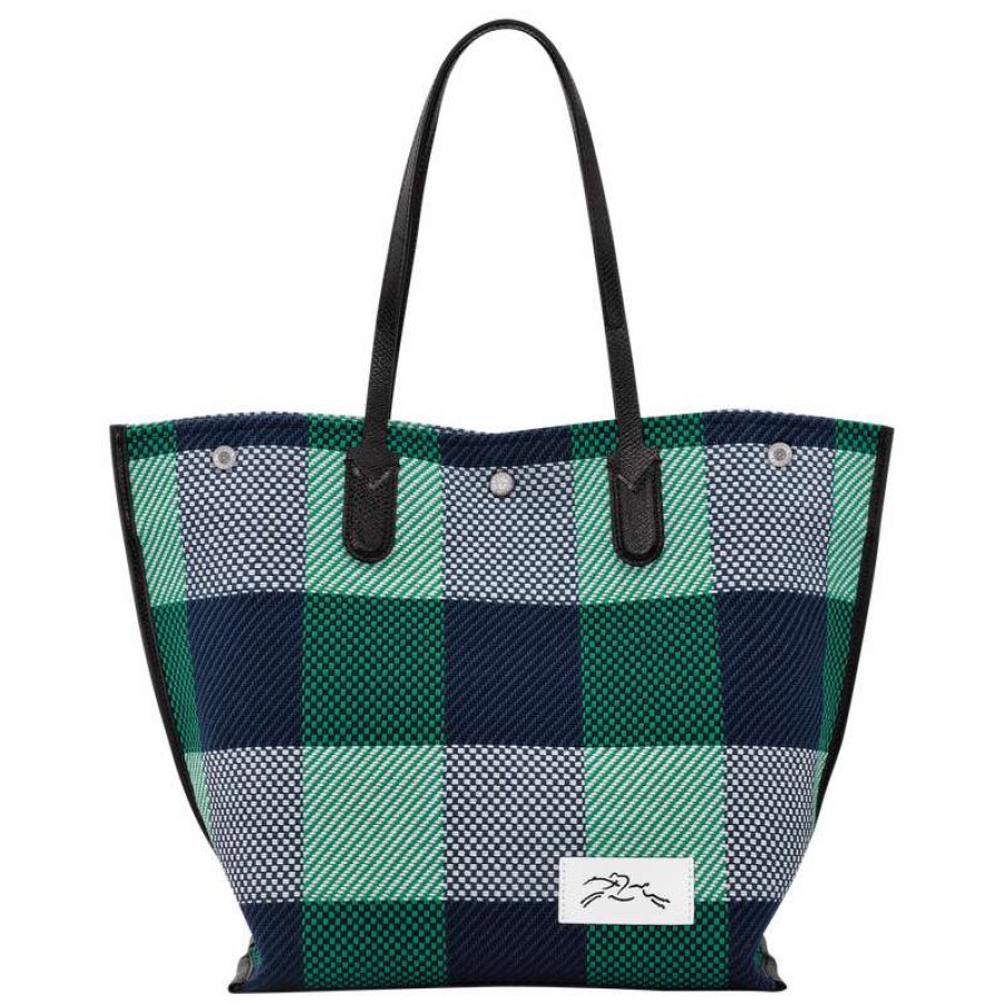 Hot Longchamp Essential L Tote Bag Navy/Lawn Canvas