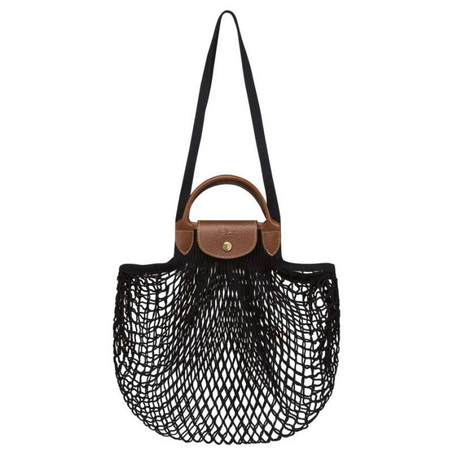 Hot Longchamp Le Pliage Filet L Mesh Bag Black Canvas