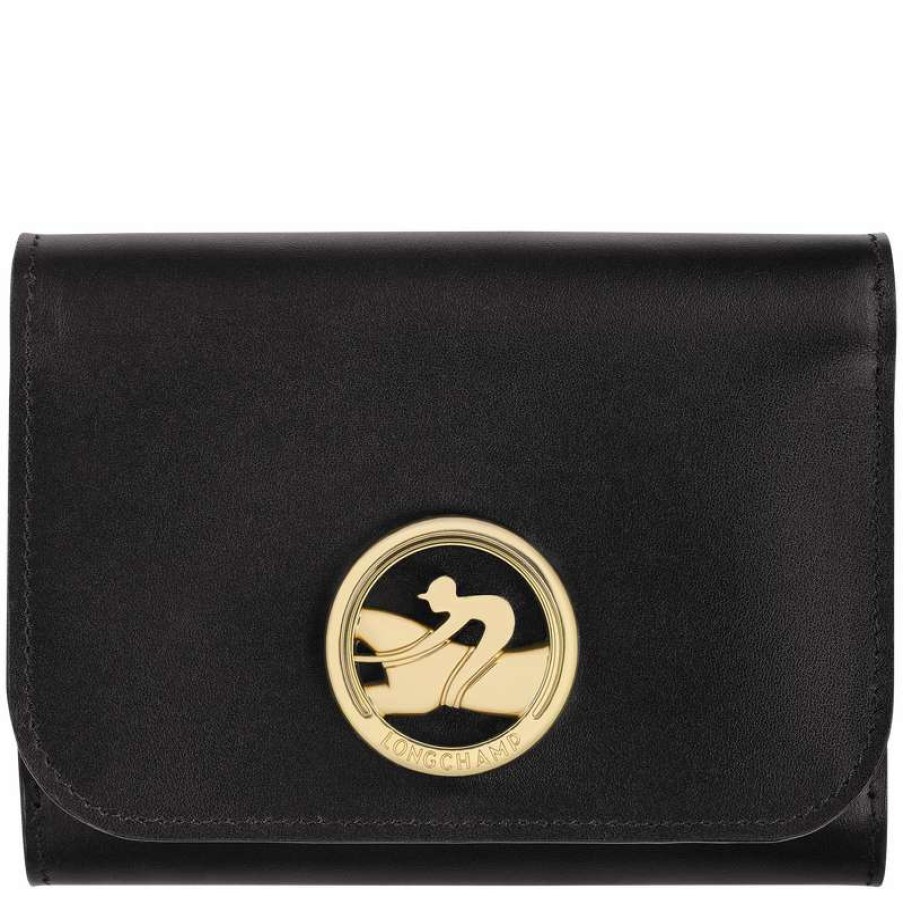 New Longchamp Box-Trot Wallet Black Leather