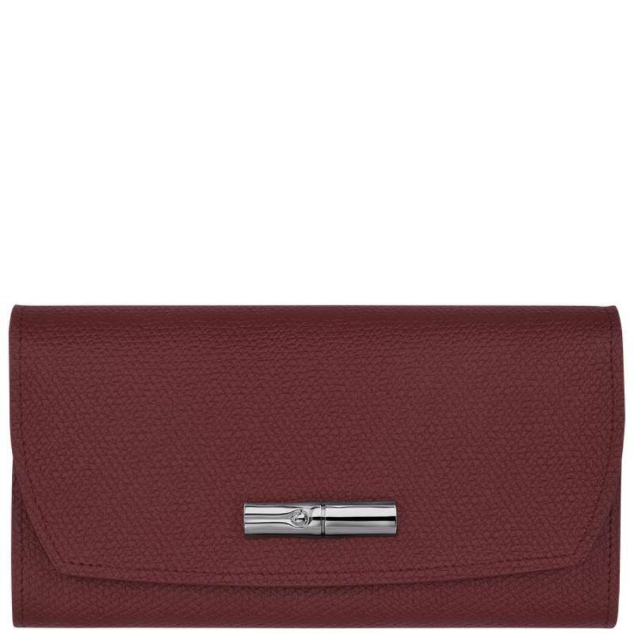 Hot Longchamp Roseau Continental Wallet Plum Leather