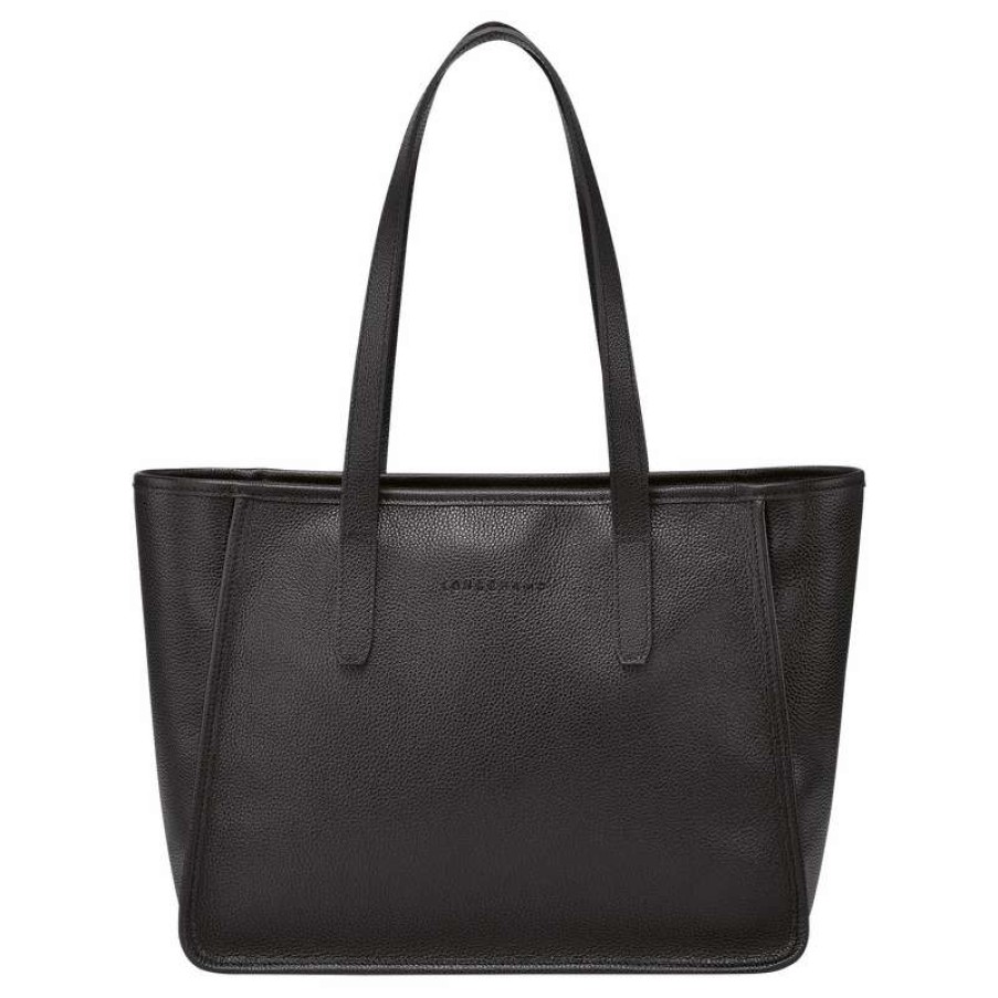 Best Longchamp Le Foulonne L Tote Bag Black Leather