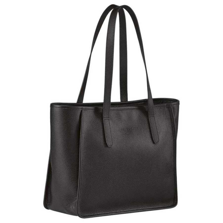 Best Longchamp Le Foulonne L Tote Bag Black Leather