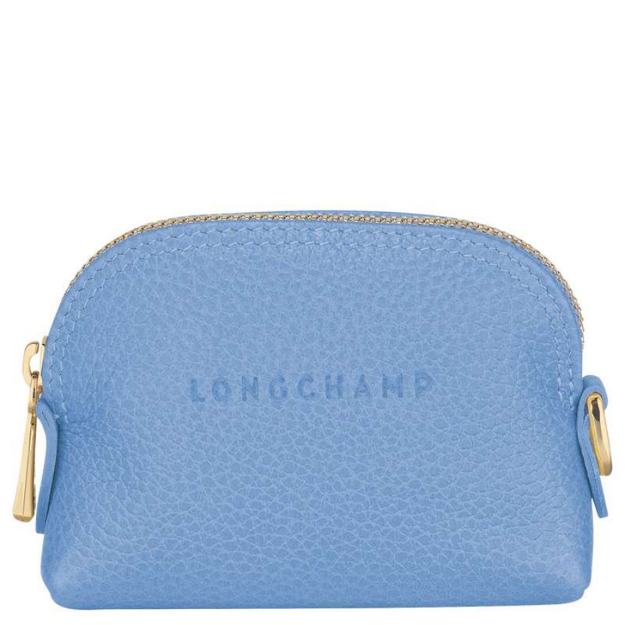 Best Longchamp Le Foulonne Coin Purse Cloud Blue Leather