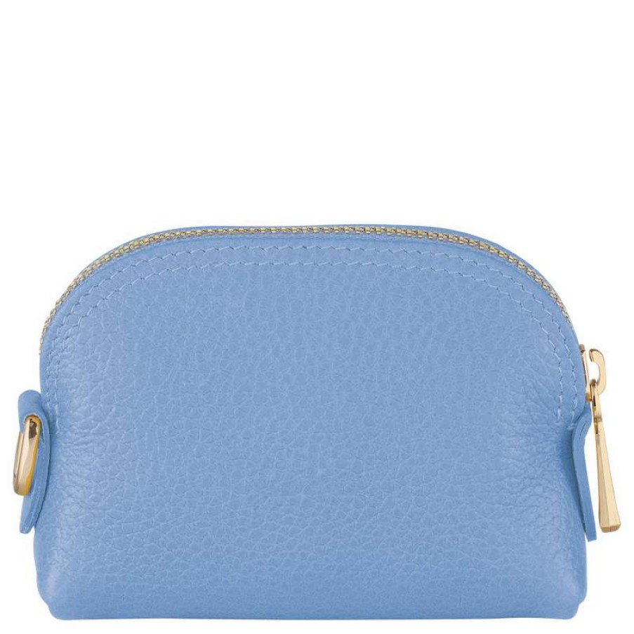 Best Longchamp Le Foulonne Coin Purse Cloud Blue Leather