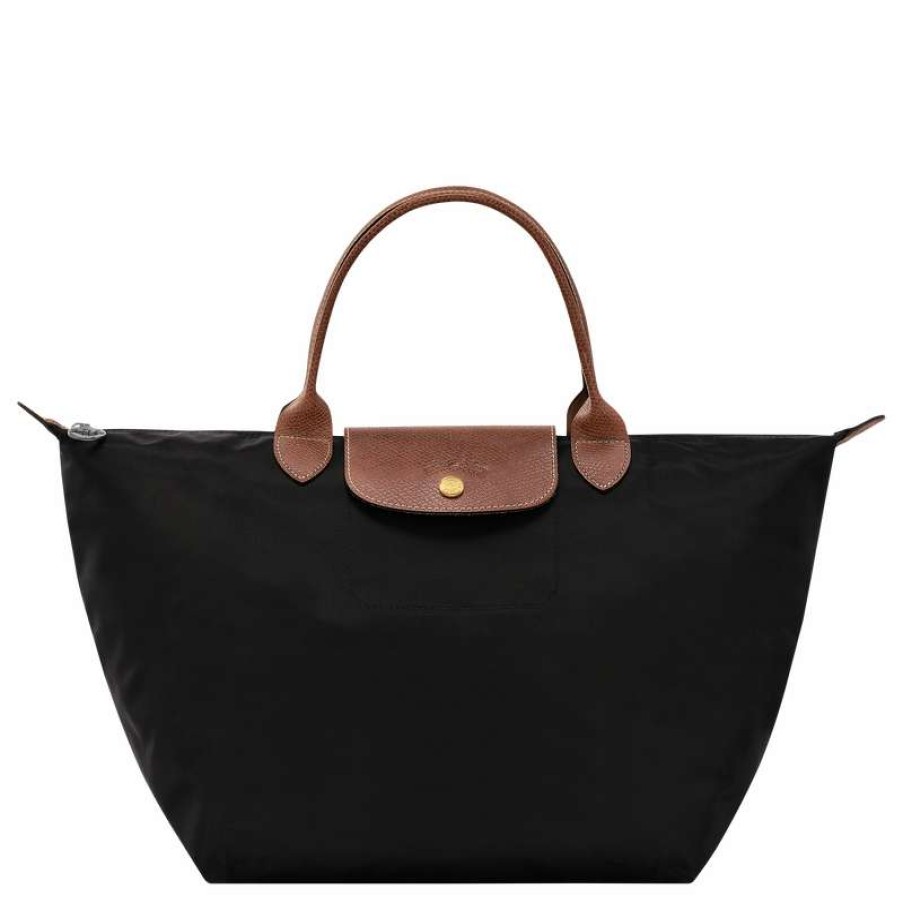 Best Longchamp Le Pliage Original M Handbag Black Recycled Canvas