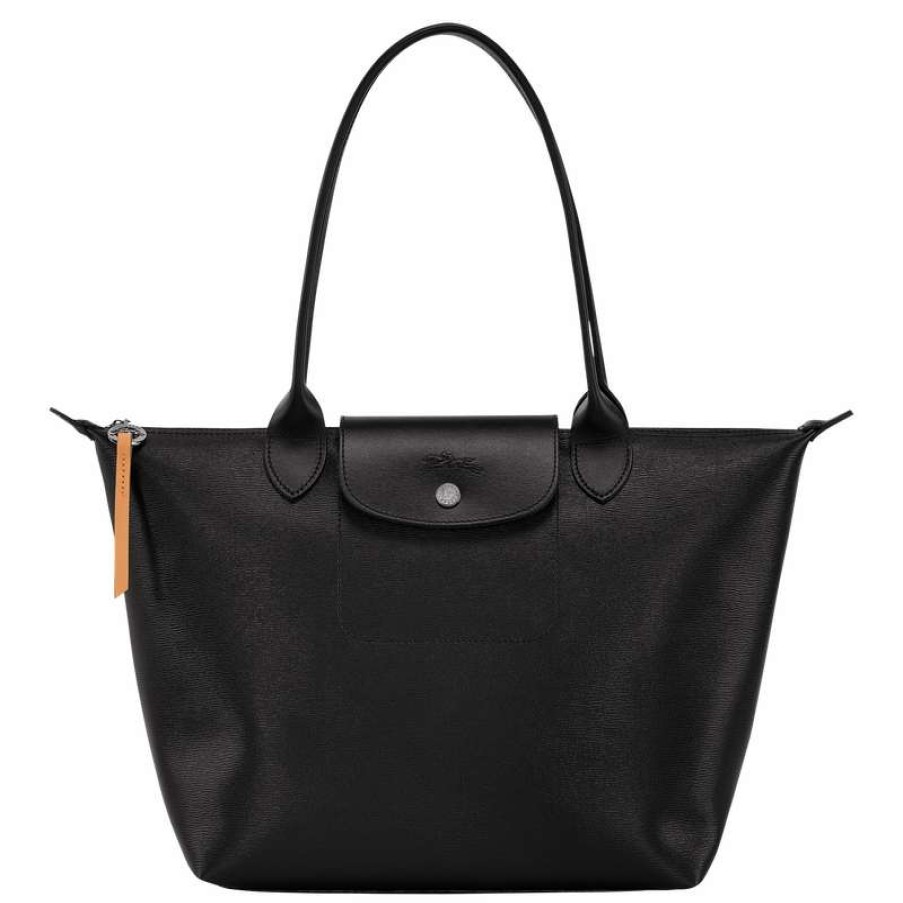 Online Longchamp Le Pliage City M Tote Bag Black Canvas