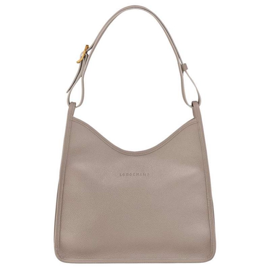 Clearance Longchamp Le Foulonne M Hobo Bag Turtledove Leather