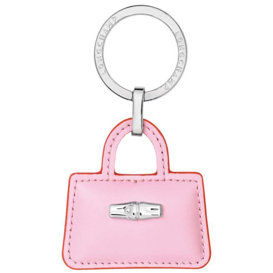 Best Longchamp Roseau Key Rings Pink Leather