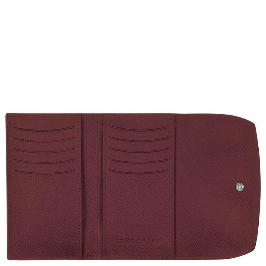 Clearance Longchamp Roseau Wallet Plum Leather