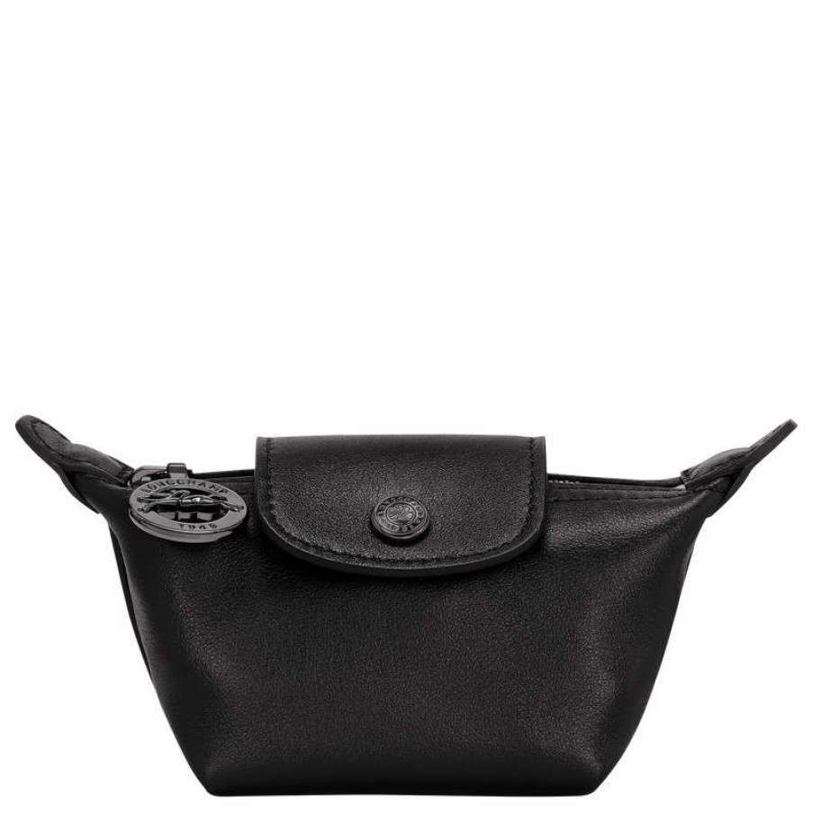 Hot Longchamp Le Pliage Xtra Coin Purse Black Leather