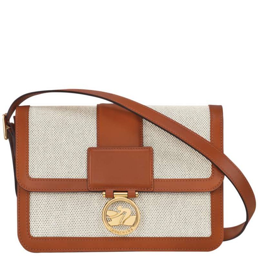 New Longchamp Box-Trot M Crossbody Bag Cognac Canvas