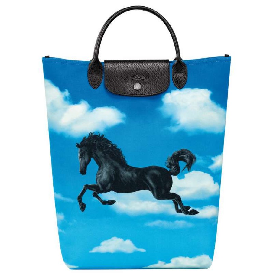 Hot Longchamp X Toiletpaper M Tote Bag Cloud Blue Canvas