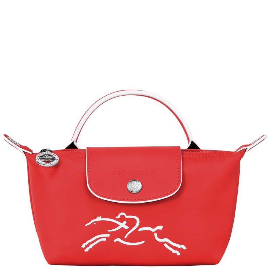 New Longchamp Le Pliage Xtra Pouch Red Leather