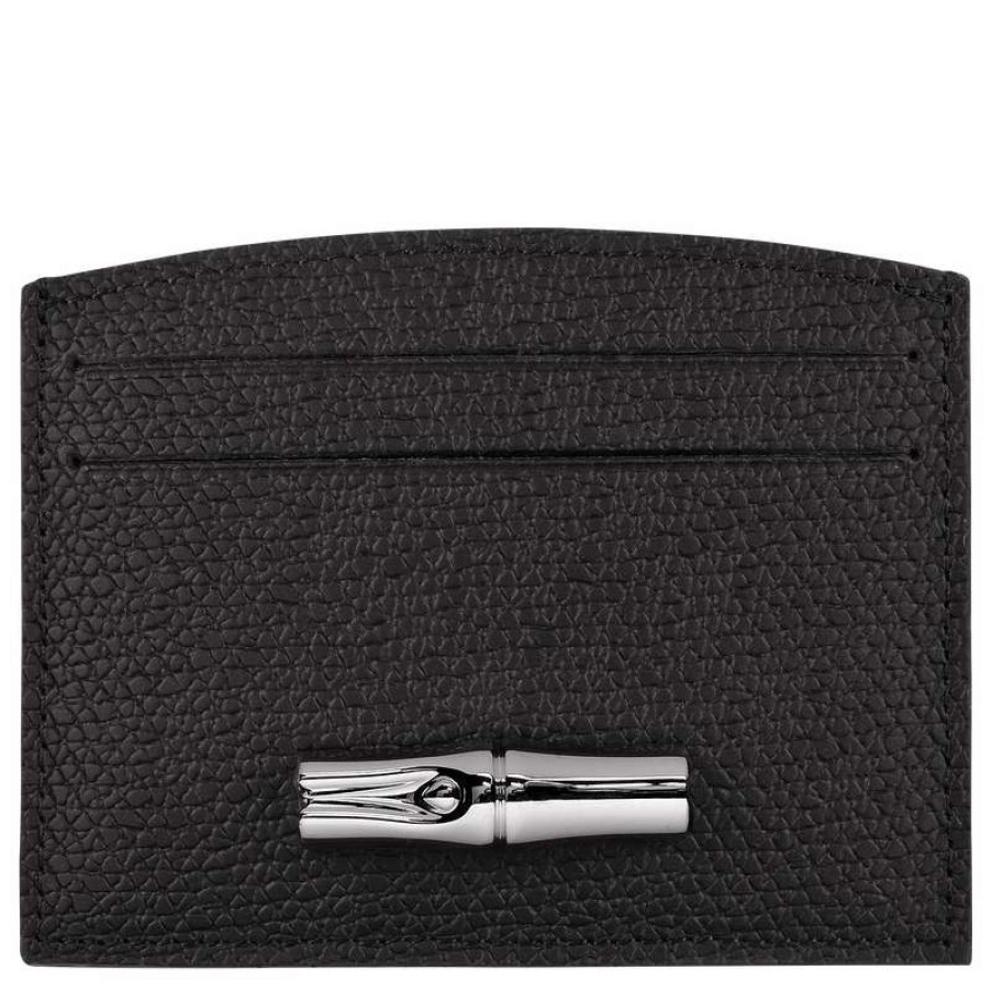 Hot Longchamp Roseau Card Holder Black Leather