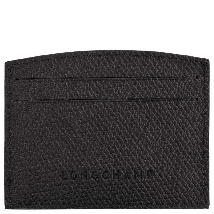 Hot Longchamp Roseau Card Holder Black Leather