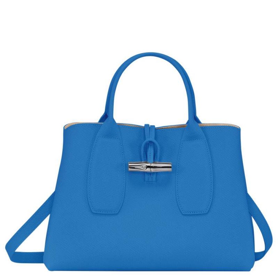 Hot Longchamp Roseau M Handbag Cobalt Leather