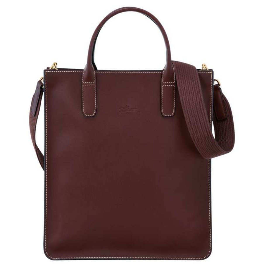 Wholesale Longchamp Le Foulonne M Tote Bag Plum Leather