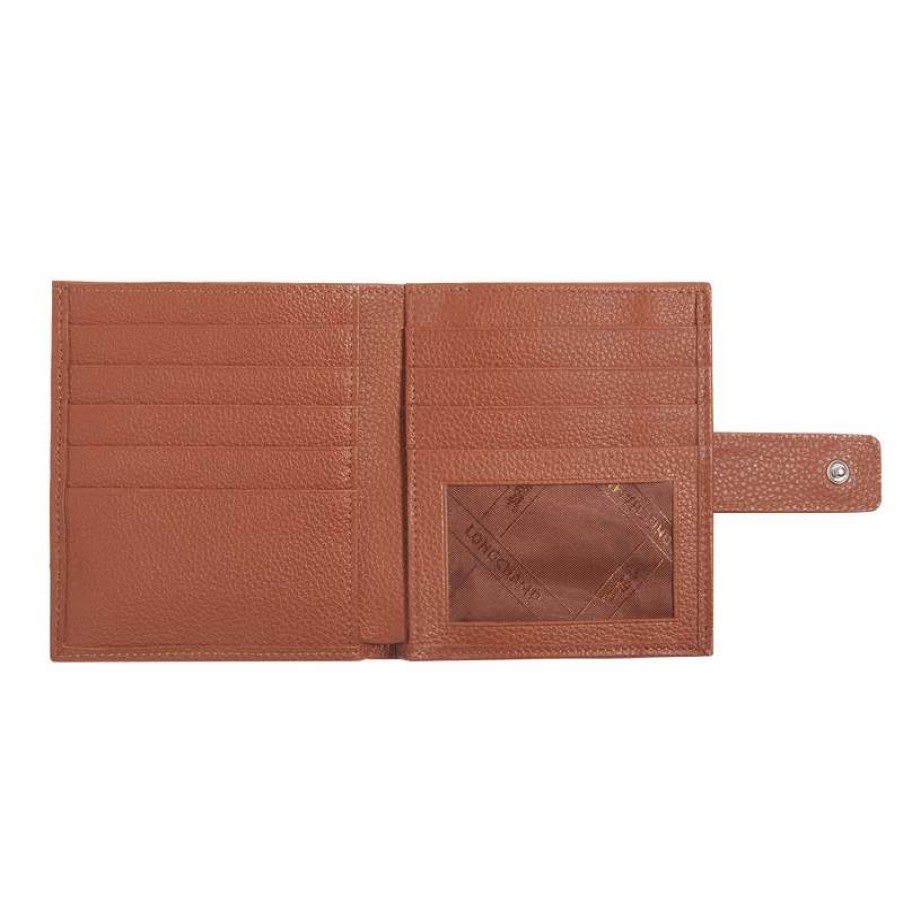 Hot Longchamp Le Foulonne Compact Wallet Caramel Leather