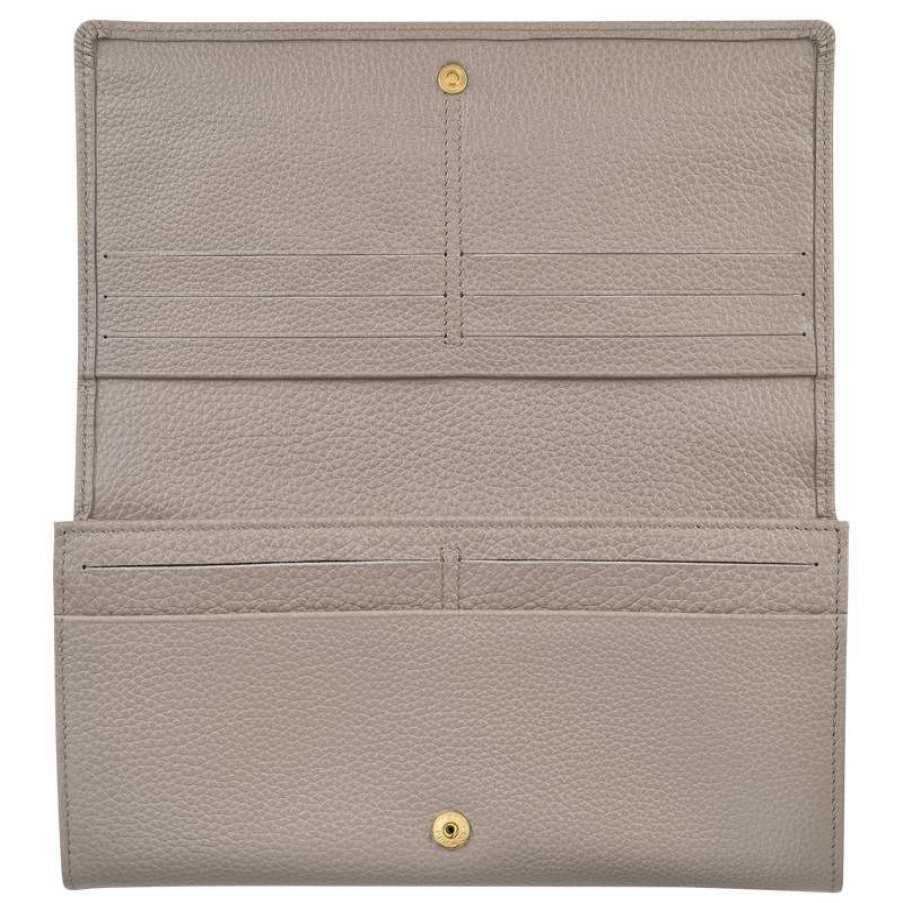 Best Longchamp Le Foulonne Continental Wallet Turtledove Leather