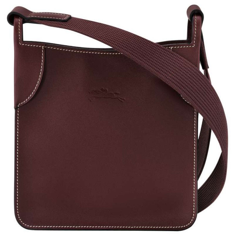 New Longchamp Le Foulonne S Crossbody Bag Plum Leather