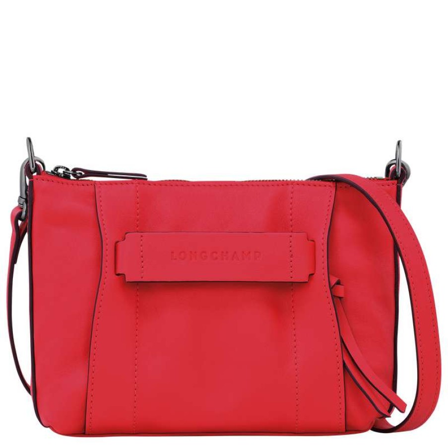 Best Longchamp 3D S Crossbody Bag Red Leather