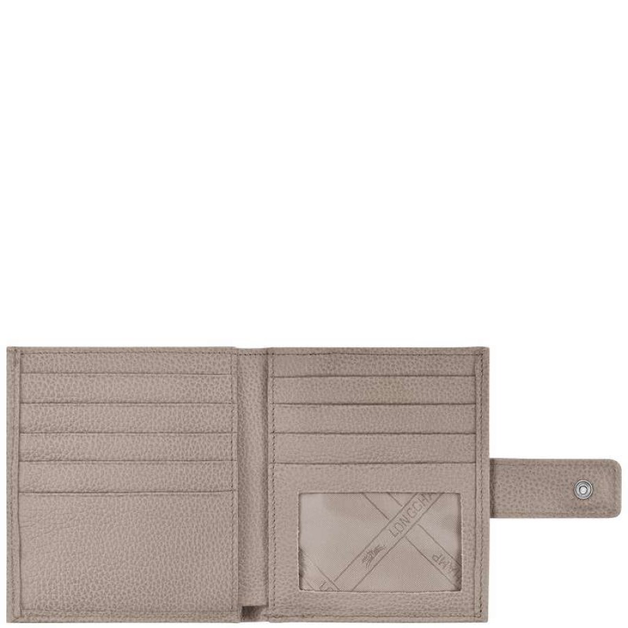 Hot Longchamp Le Foulonne Compact Wallet Turtledove Leather