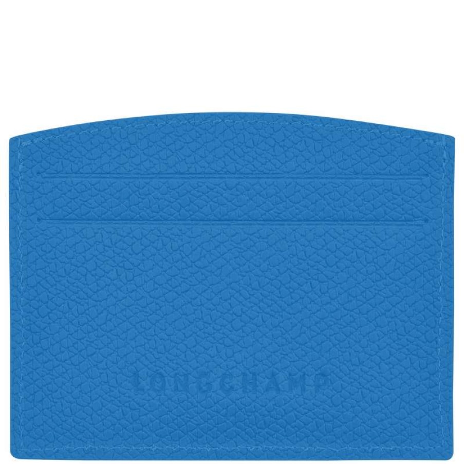 Online Longchamp Roseau Card Holder Cobalt Leather