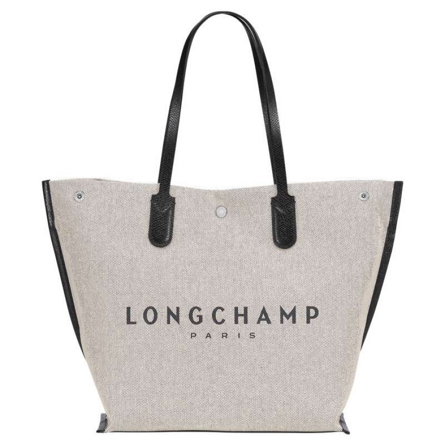 New Longchamp Roseau L Tote Bag Ecru Canvas