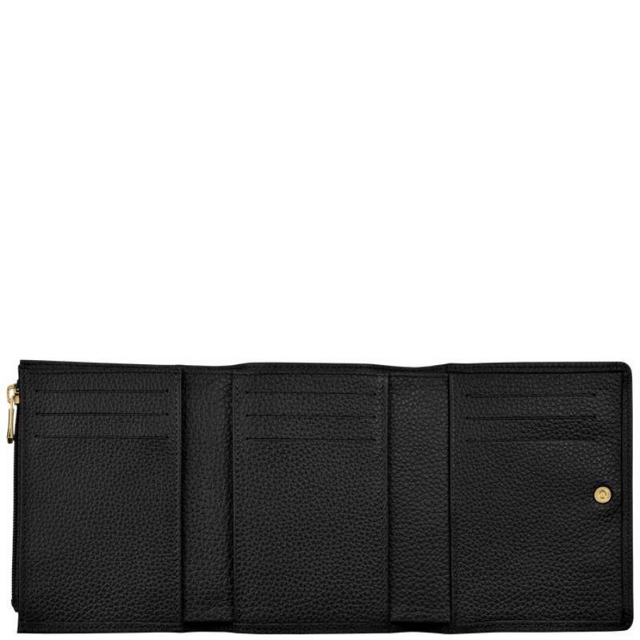 Hot Longchamp Le Foulonne Wallet Black Leather