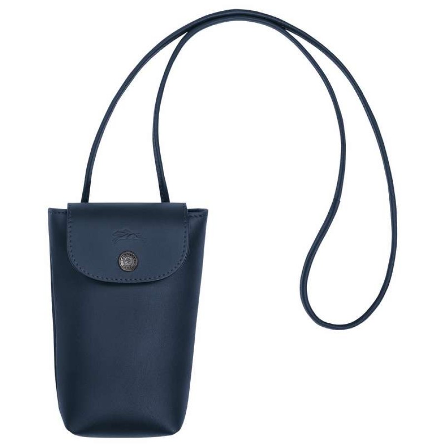 Wholesale Longchamp Le Pliage Xtra Phone Case With Leather Lace Navy Leather