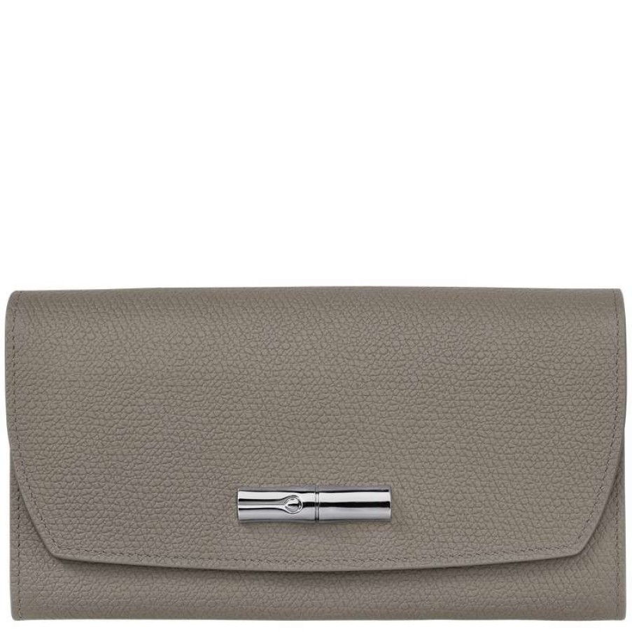 New Longchamp Roseau Continental Wallet Turtledove Leather