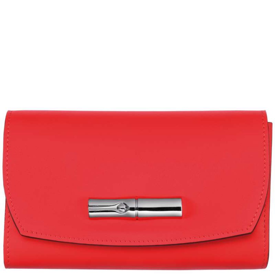 Clearance Longchamp Roseau Wallet Red Leather