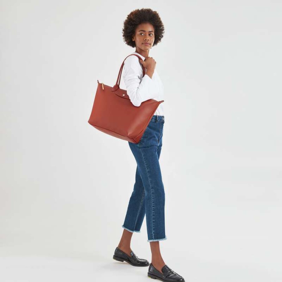 Clearance Longchamp Le Pliage City L Tote Bag Terracotta Canvas