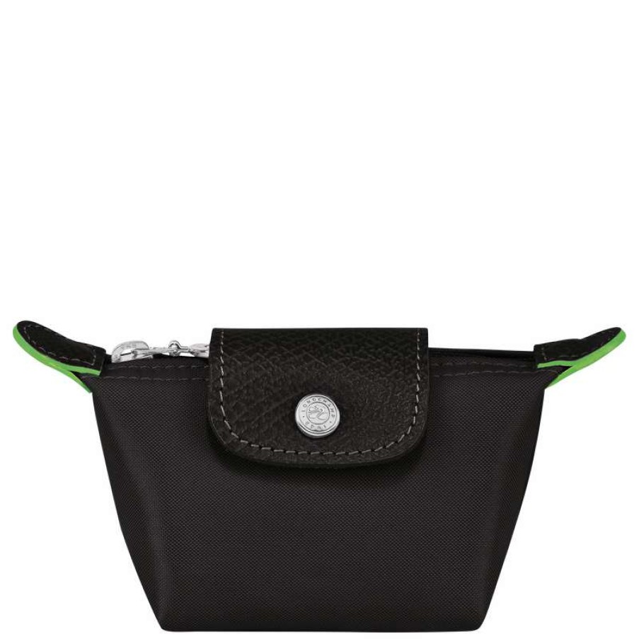 Best Longchamp Le Pliage Green Coin Purse Black Recycled Canvas