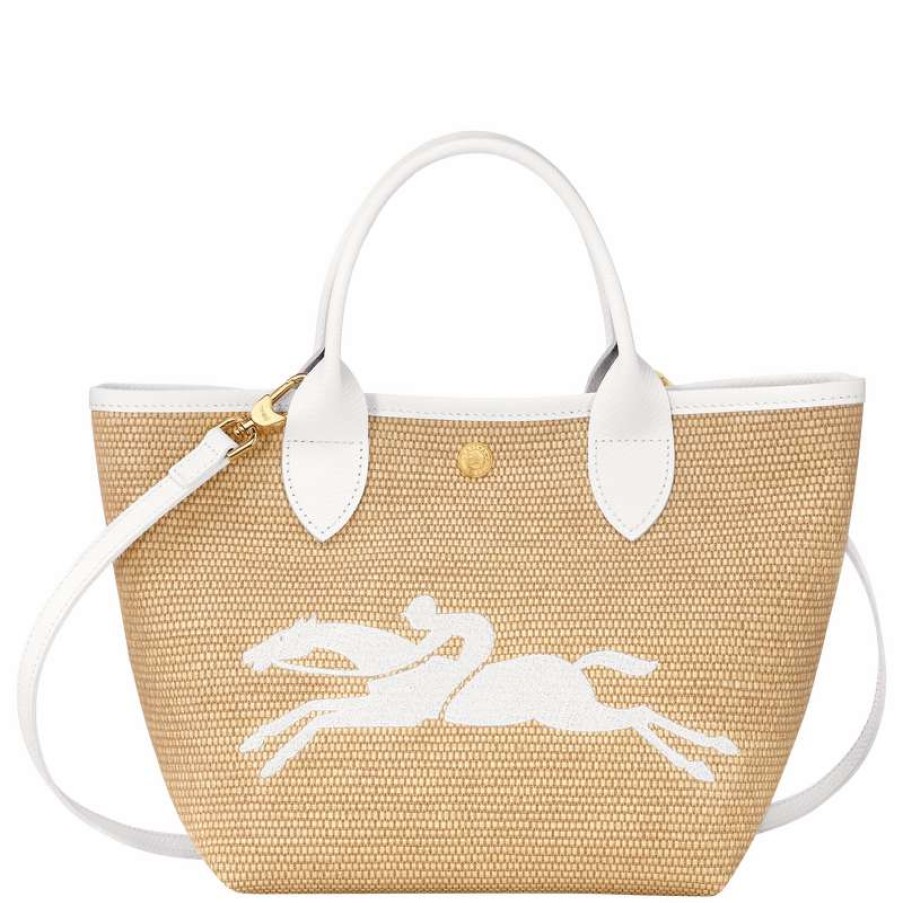 New Longchamp Le Panier Pliage S Basket Bag White Canvas