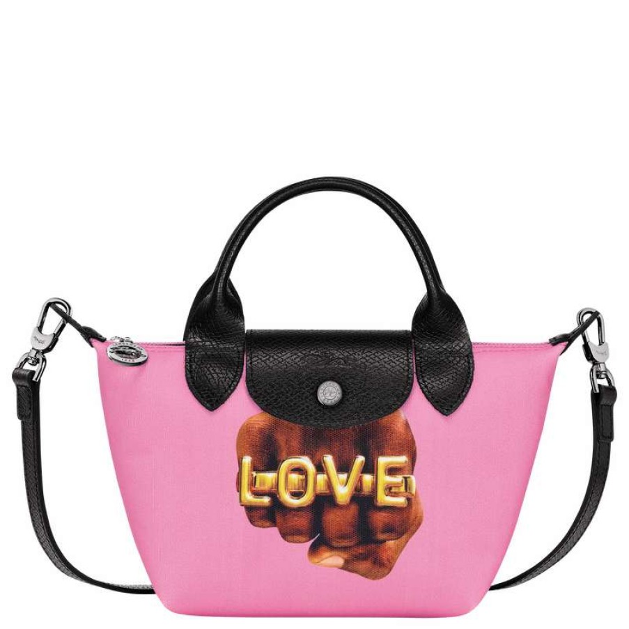 Best Longchamp X Toiletpaper Xs Handbag Pink Canvas