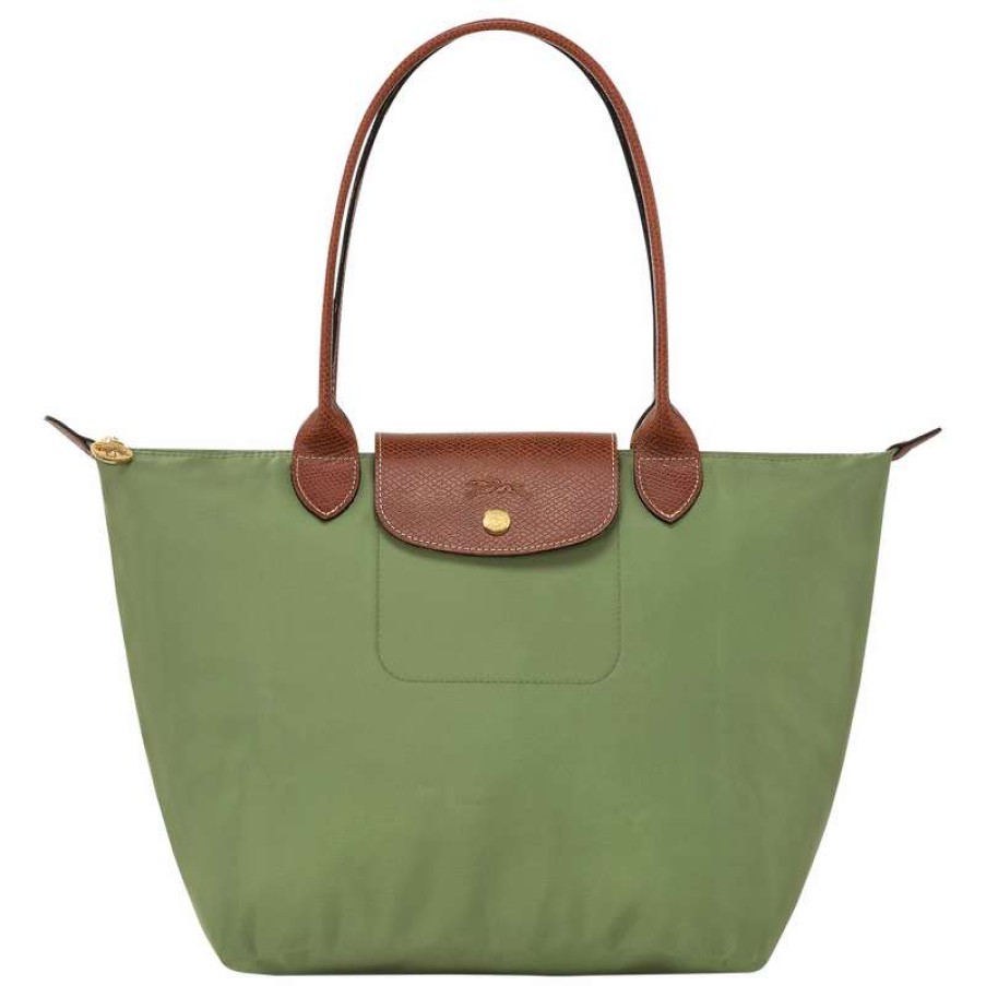 Clearance Longchamp Le Pliage Original M Tote Bag Lichen Recycled Canvas