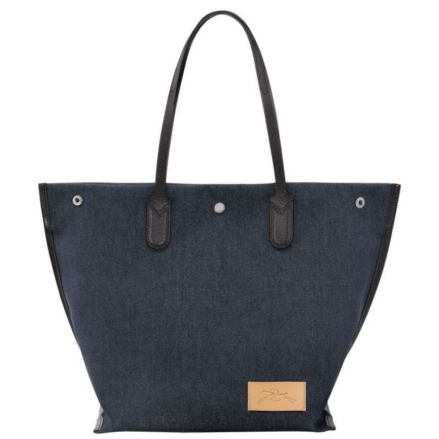 Best Longchamp Essential L Tote Bag Denim Canvas