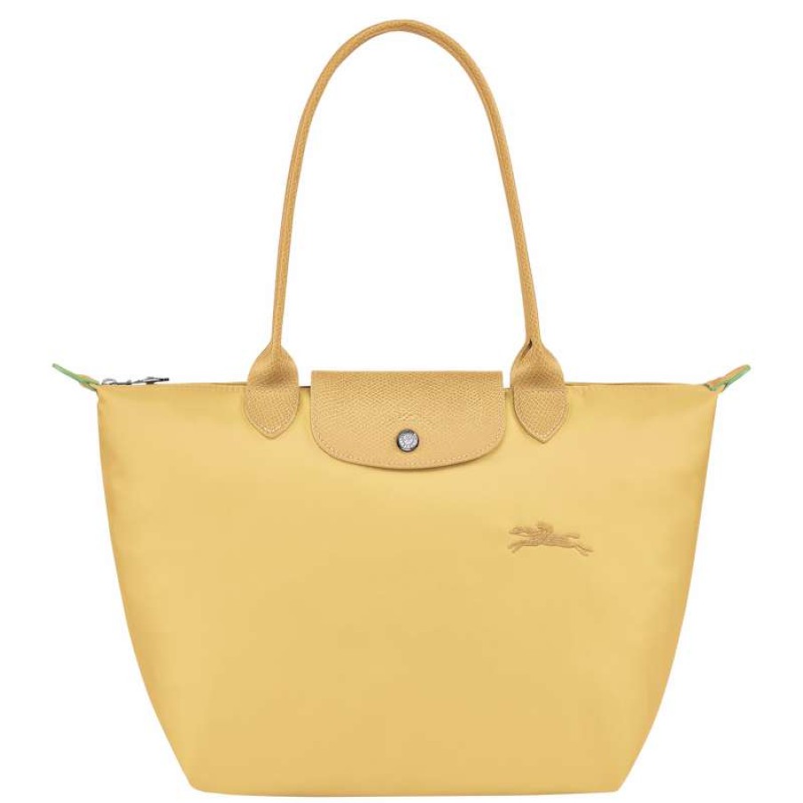 Clearance Longchamp Le Pliage Green M Tote Bag Wheat Recycled Canvas