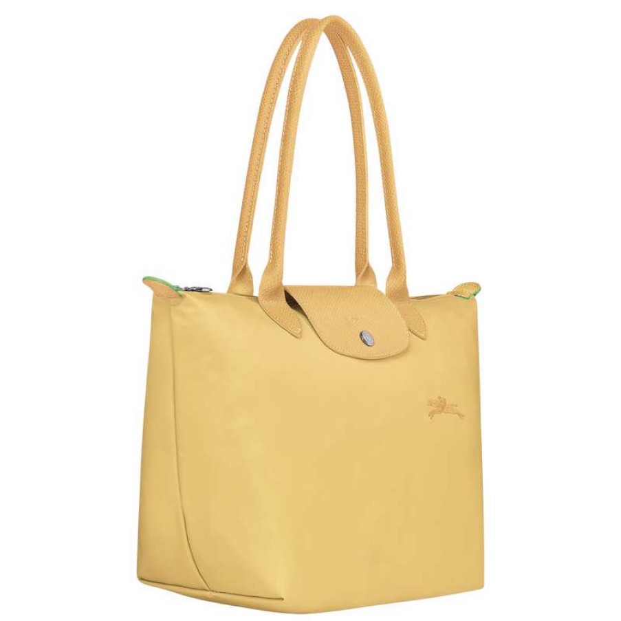 Clearance Longchamp Le Pliage Green M Tote Bag Wheat Recycled Canvas