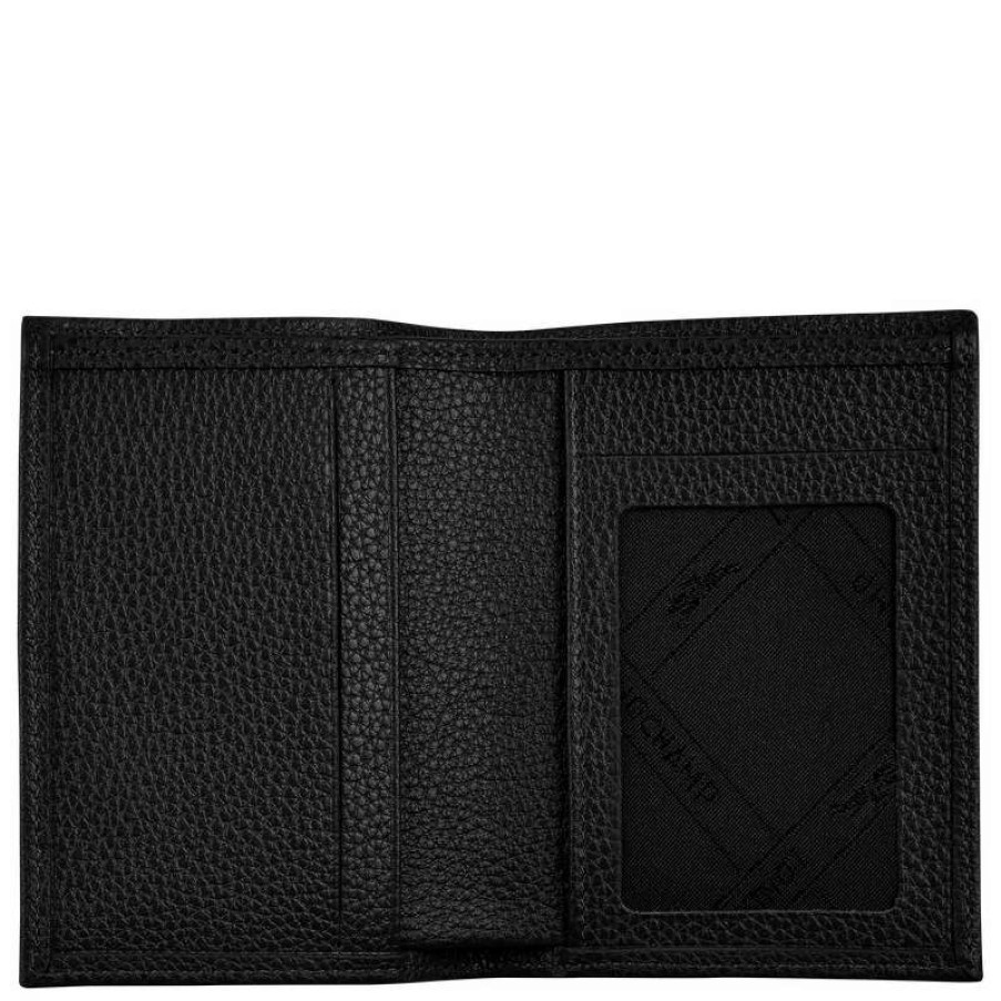 Clearance Longchamp Le Foulonne Card Holder Black Leather